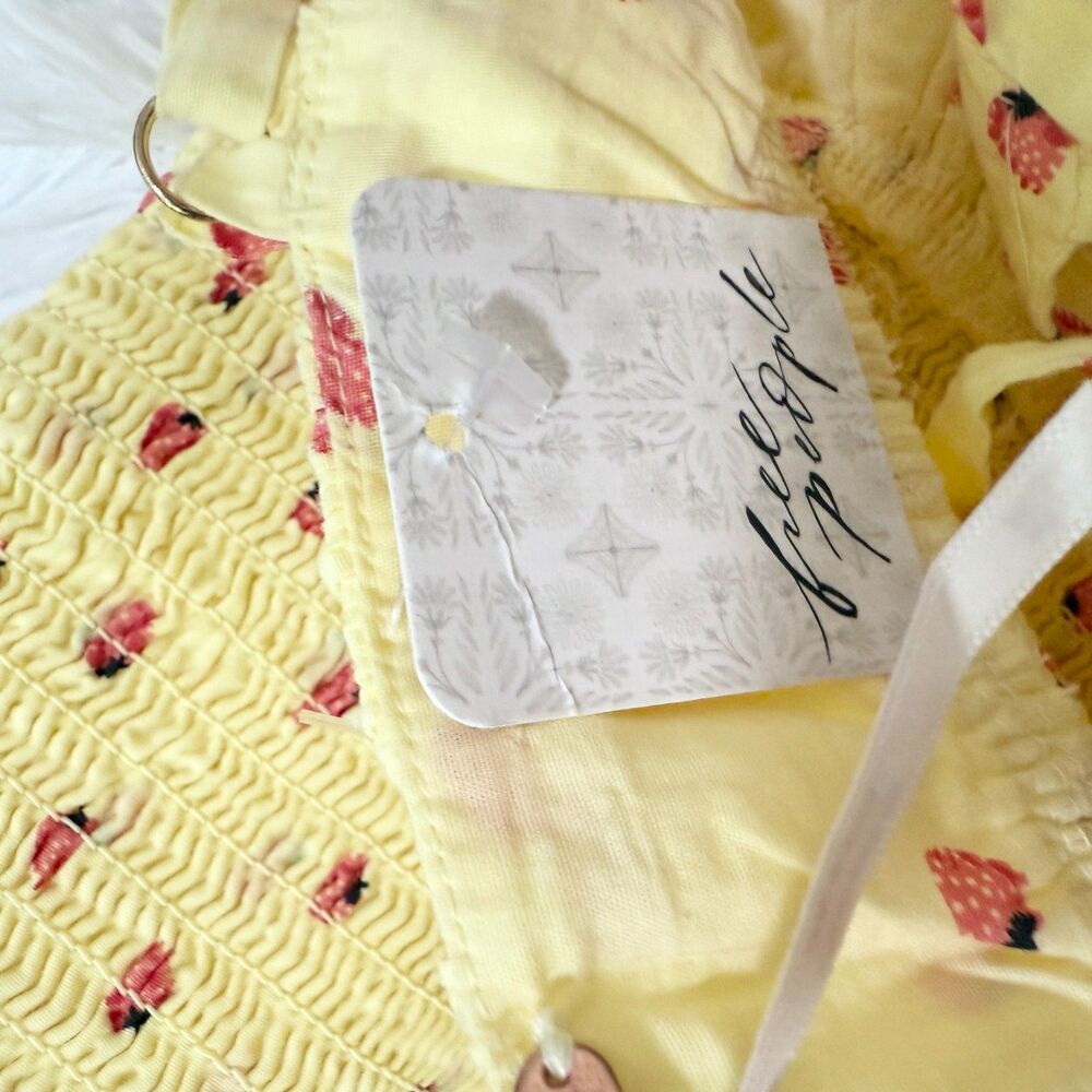 Free People Yellow Midi Dress with Red Floral Pattern - Picture 6 of 8